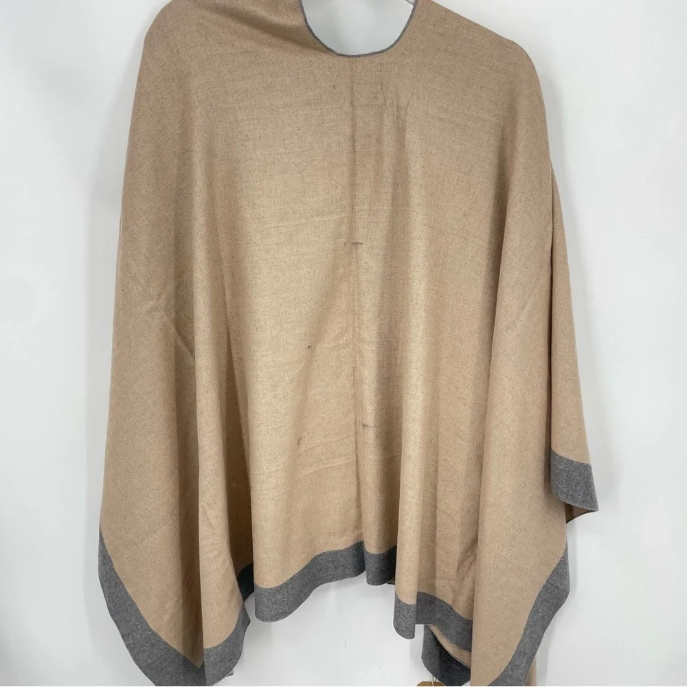 NWT MELIFLUOS Shawl Pashmina Shawl gray‎ tan one size reversible